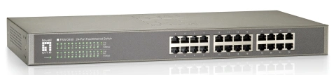 Switch 24xRJ45 10/100,silențios,f.vent,alim.int.,metal,19"