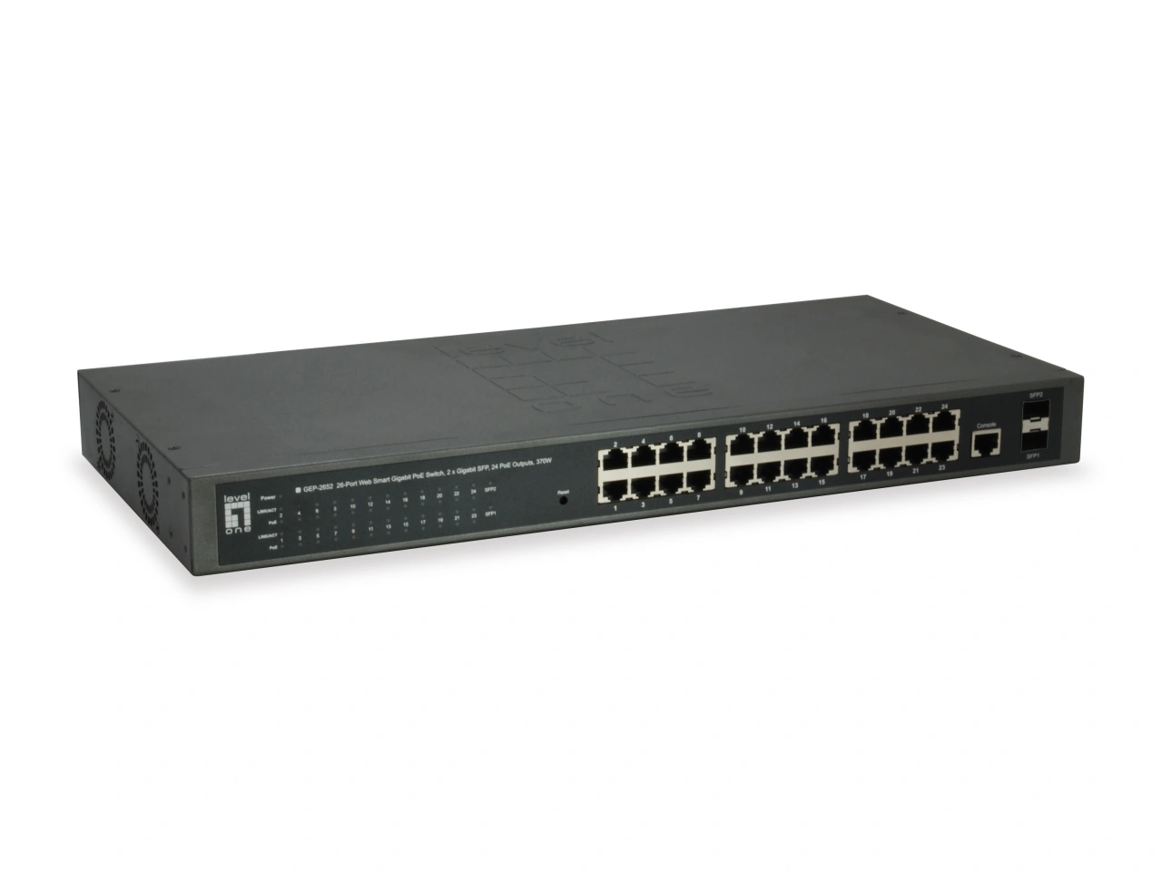 Switch 24xRJ45 1000 (PoE+) + 2xGSFP 1000, 19" 370W