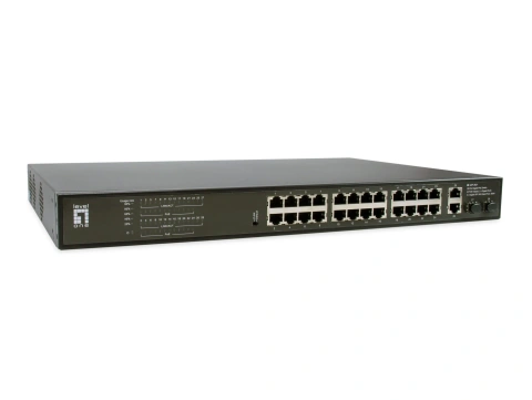 Switch 24xRJ45 1000 (PoE+) + 2xSFP/RJ45 1000, 19" 390W