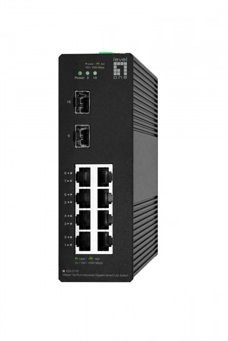 Switch 8xRJ45 + 2xSFP pt șină DIN,  fără sursă