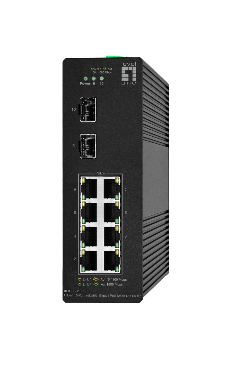 Switch șină DIN 8xRJ45 PoE 1000 + 2xSFP, fără alimentare