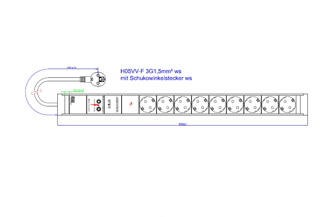 PDU19'' 9xSchuko Alb, 2 m fisa Schuko, AL,prot., filtru