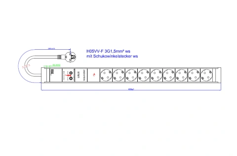 PDU19'' 9xSchuko Alb, 2 m fisa Schuko, AL,prot., filtru