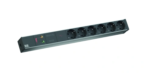 PDU19'' 6xSchuko, 2 m fisa Schuko, AL - Negru,prot.,Filtru