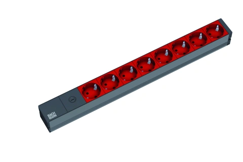 PDU19'' 8xSchuko, 2 m fisa C14, AL- Negru, prot. fuzibil 10A