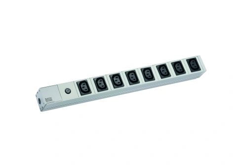 PDU19'' 8xC13, 2 m fisa C14, AL, protectie fuzibil 10A