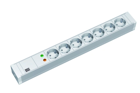 PDU19'' 7xSchuko Alb, 2 m fisa Schuko, PVC,prot.