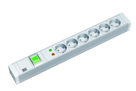 PDU19'' 6xSchuko Alb, intr., 2 m fisa Schuko, PVC,prot.