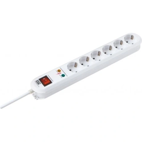 SMART 6xSchuko 1xPST 1.5m, H05VV-F 3G1.5, alb, nedemontabil