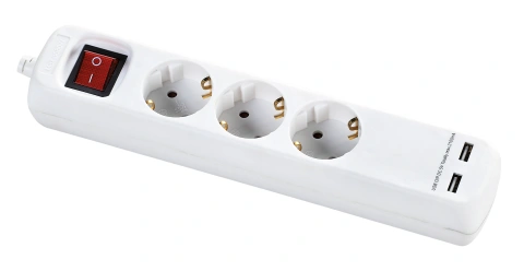 SELLY 3xSchuko PC + 2xUSB H05VV-F 3G1.5mm2, 3m