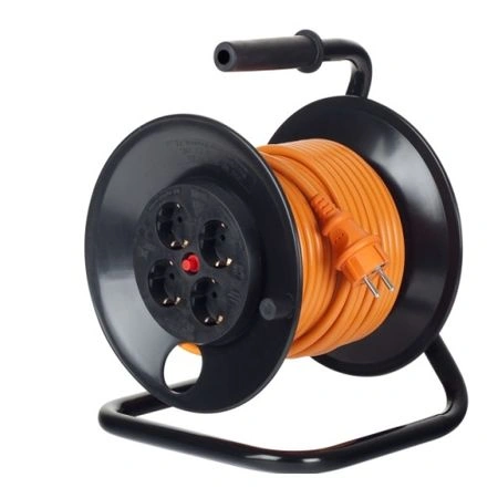 Derulator PVC 4xSchuko, H05VV-F 3G2.5, 25m, orange