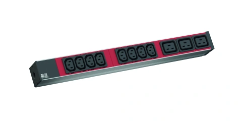 PDU19'' 8XC13 + 3XC19, 2m fisa C20 si AL- Negru- prize Rosii