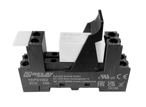 Set releu 2CC, 8A, 24Vac, 5mm cu soclu şi clip reţinere