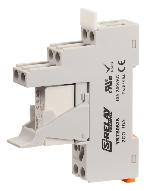 SET: PCB Relay, 2 CO, 8A, 230VAC, 5mm/Socket/Retaining clip