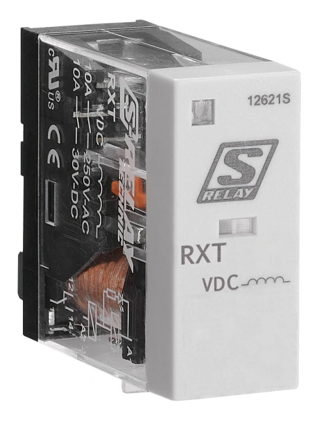 Releu industrial îngust, 2CC, 24Vc.c., 5A, f glisier blocare