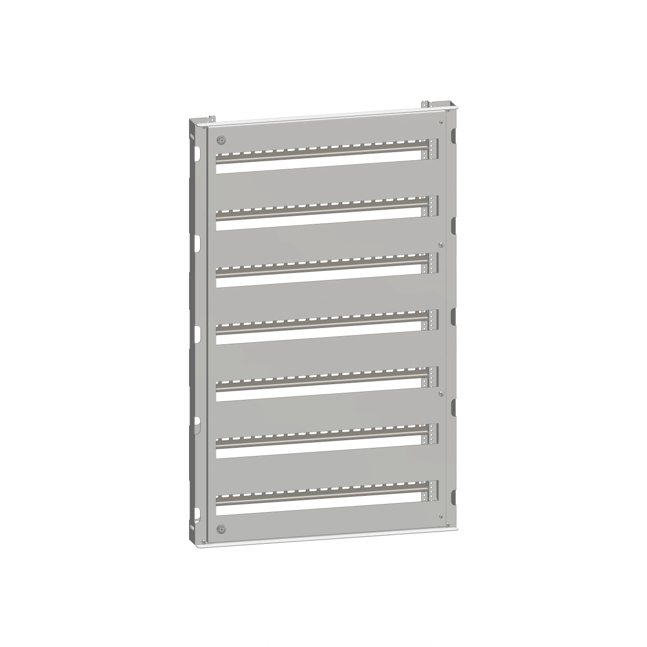 Cadru modular 7 rânduri x 27 mod., pe balamale, cu şine DIN