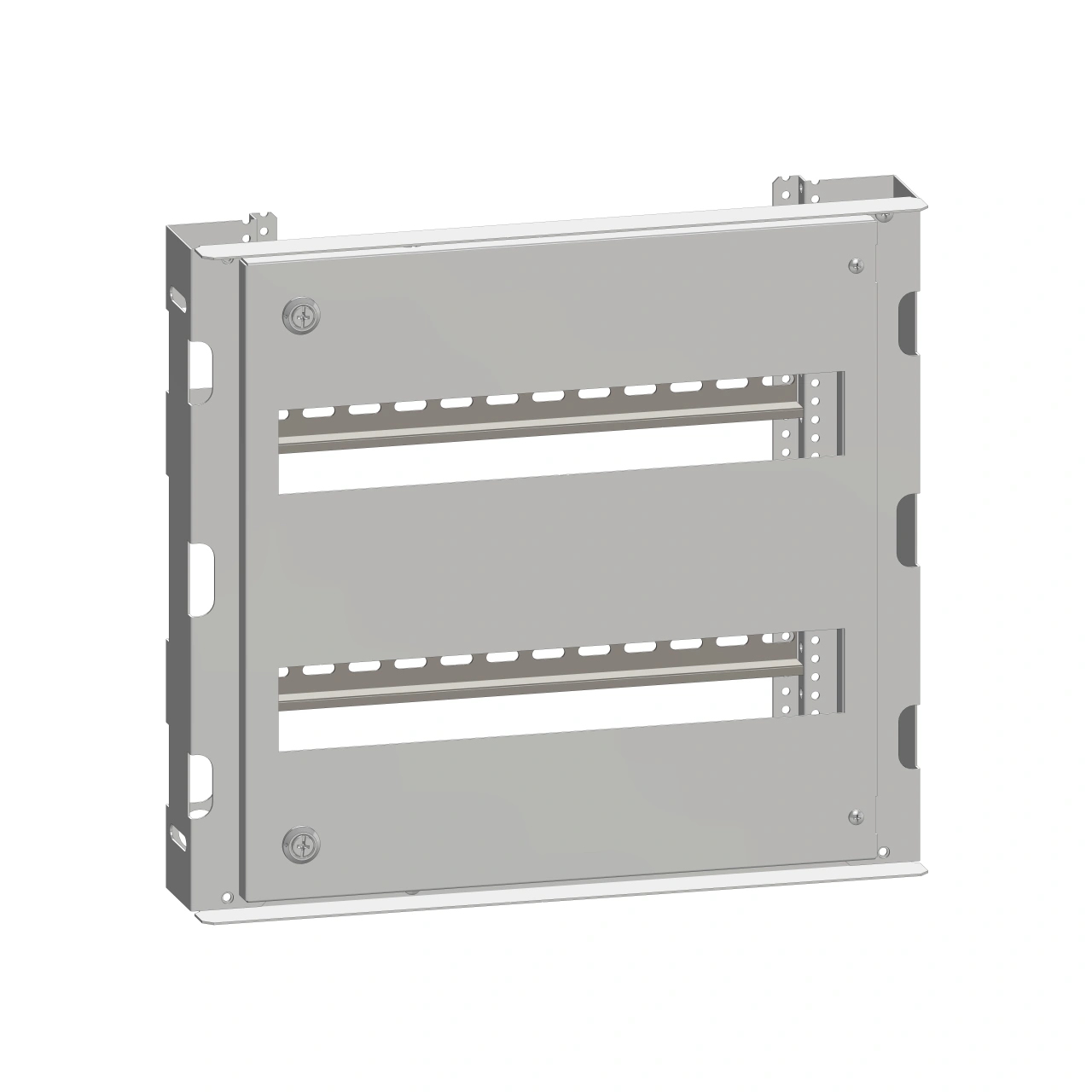 Cadru modular 2 rânduri x 17 mod., pe balamale, cu şine DIN