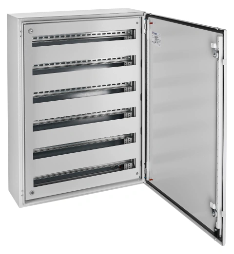 Cadru modular 6 rânduri x 27 mod., pe balamale, cu şine DIN