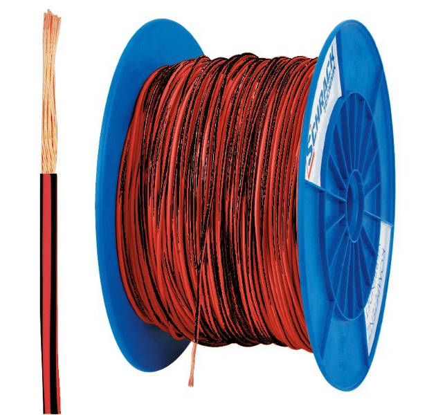 Tambur cu 200m conductor H07V-K 2,5 rosu/negru