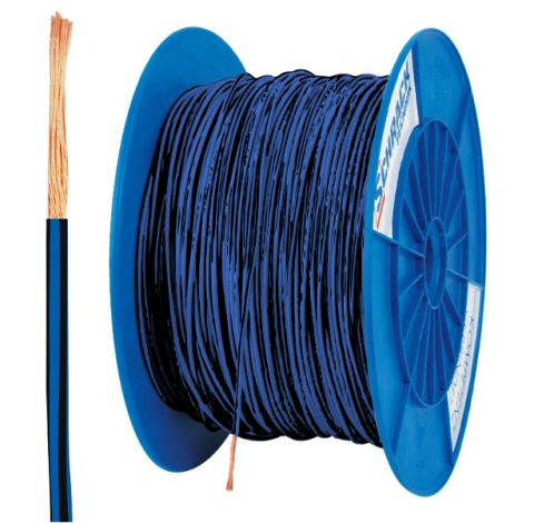 Tambur cu 200m conductor H07V-K 2,5 albastru/negru
