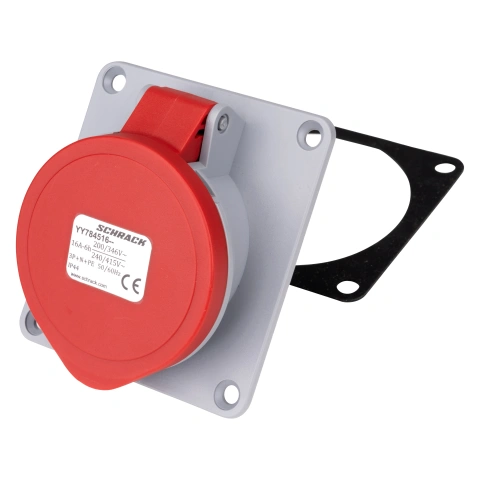 Priză CEE montaj pe panou, 5 poli, 16A 400V IP44, unghi 15°