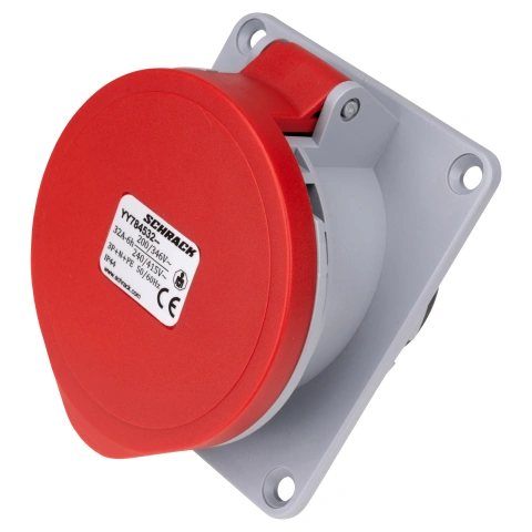 Priză CEE montaj pe panou, 5 poli, 32A 400V IP44, unghi 15°