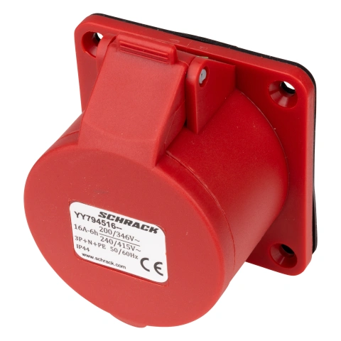 Priză CEE montaj pe panou, 5 poli, 16A 400V IP44, dreaptă