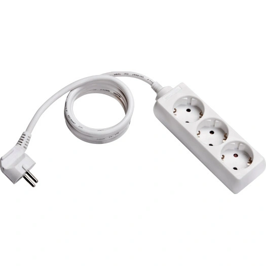 Prelungitor cu 3 prize, cablu 1,4m, alb