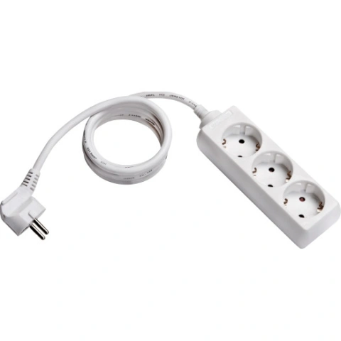 Prelungitor cu 3 prize, cablu 1,4m, alb