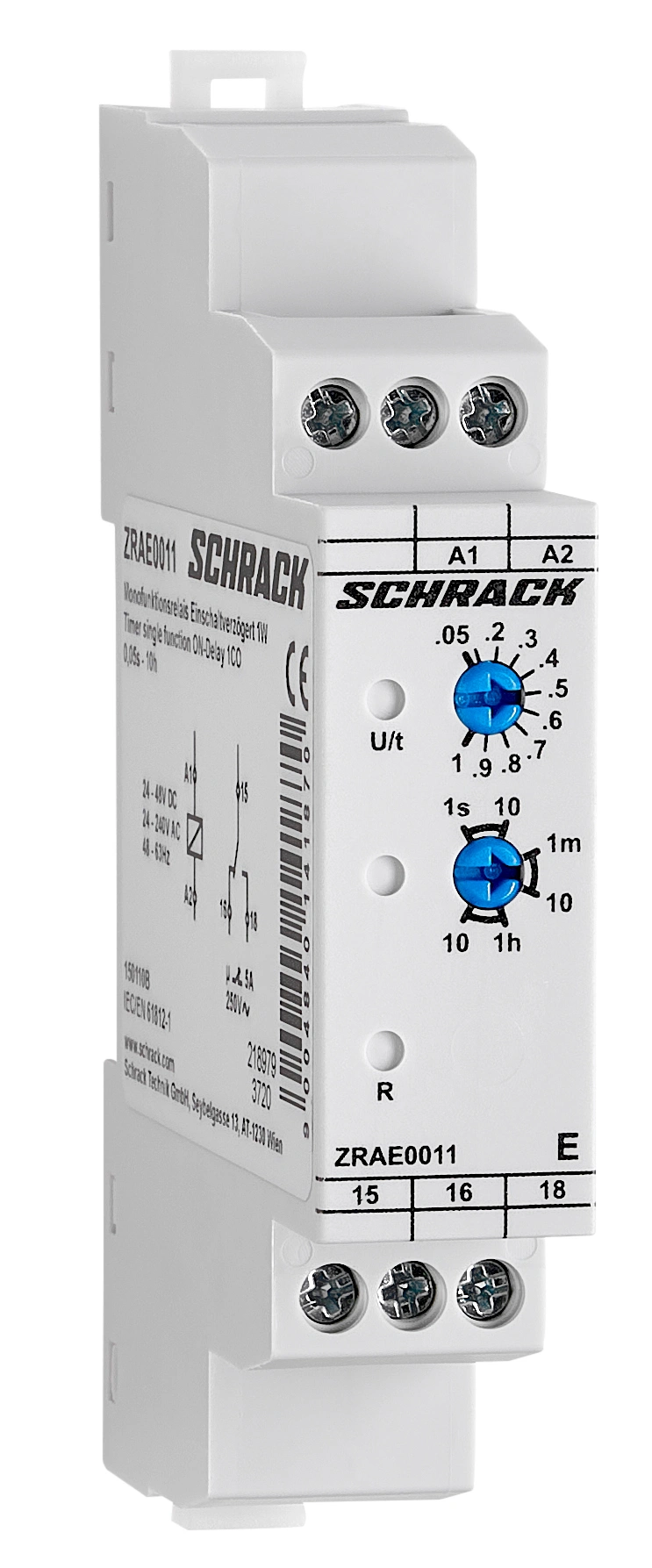 Releu temporizat la anclansare 1CC, 24VAC/DC, 230VAC,1CO,5A