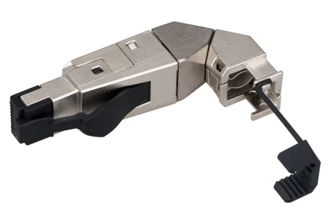 Conector RJ45 ecranat pentru montaj pe cabluri de instalaţii