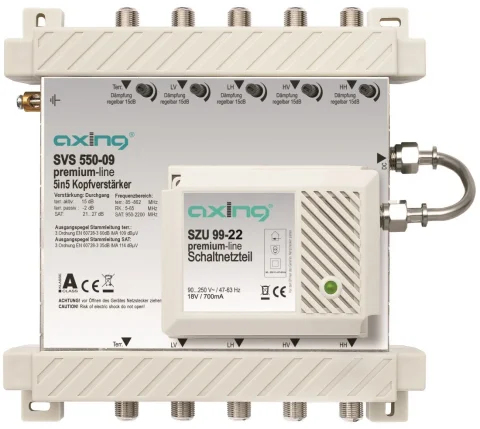 Amplificator semnal principal pentru 1 sistem satelit (1xLNB Quattro)+terestru, Seria A