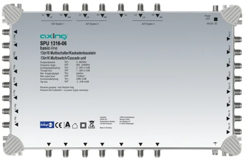 Amplificator semnal principal pentru 3 sisteme satelit (3xLNB Quattro)+terestru, Cascadabil, Seria A Basic