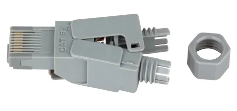 Conector RJ45 neecranat pentru montaj pe cabluri de instalaţii