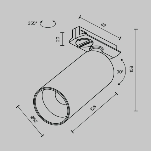 Spot Reglabil pe Sina Luminaire TR021-1-12W3K-W-BBS_6